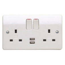K2743 MK 13A 2 Gang Twin USB Double Pole Switched Socket Outlet