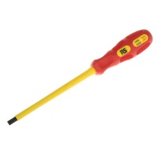 RS Pro 175 mm Chrome Vanadium Steel Insulated Screwdriver - 8mm Flat Tip