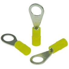 RS Pro Yellow Insulated Tin Plated Crimp Ring Terminal - M6